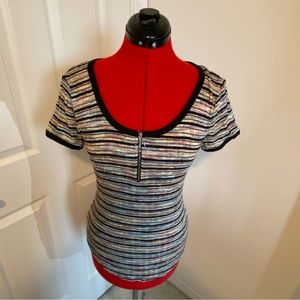 Almost Famous Rainbow Knit Tee, Size Small